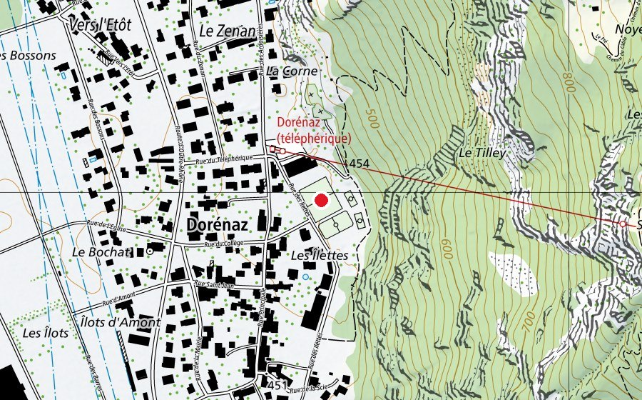 Map showing the location of FC Dorénaz (Sports field)