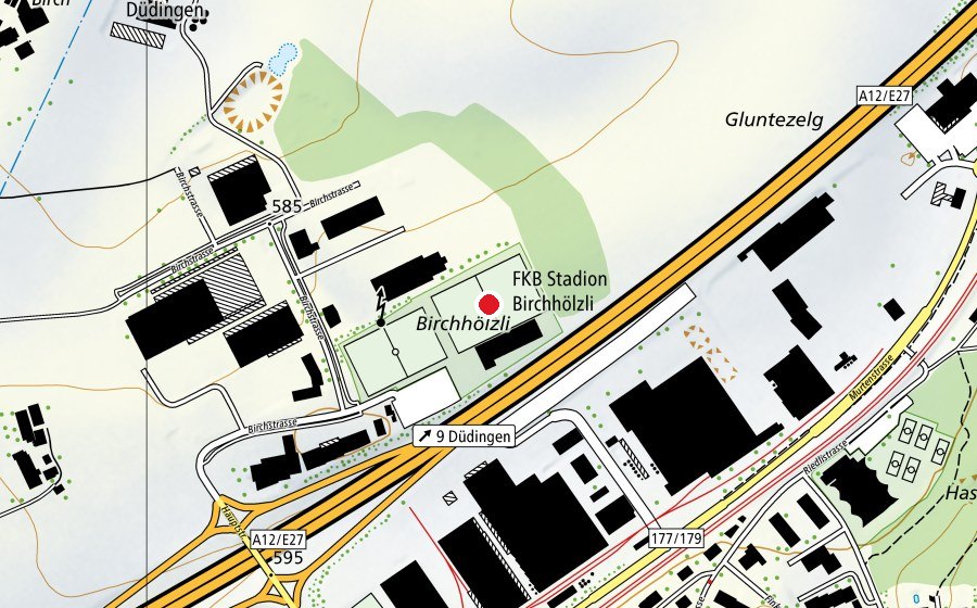 Carte indiquant l’emplacement de FC Düdingen (Terrain de sport)