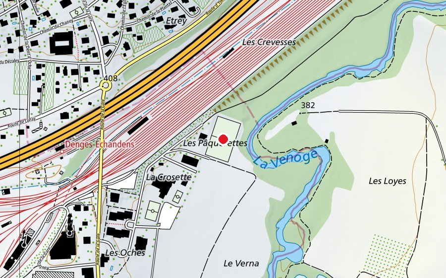 Carte indiquant l’emplacement de FC Echandens (Terrain de sport)