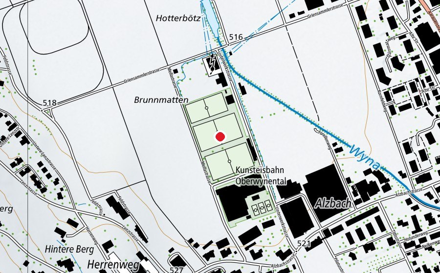 Mappa con la posizione di FC Menzo Reinach Sportplatz Moos (Campo sportivo)