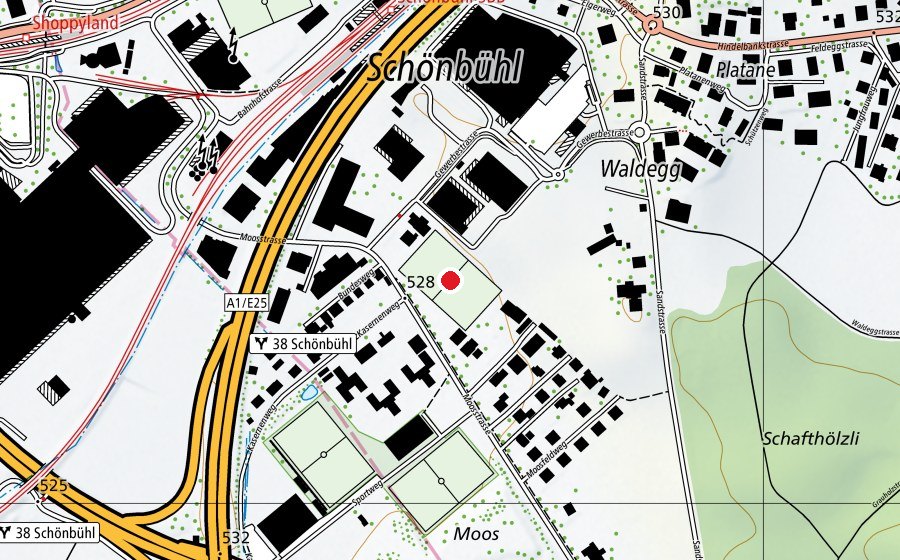 Carte indiquant l’emplacement de FC Schönbühl Hauptplatz (Terrain de sport)