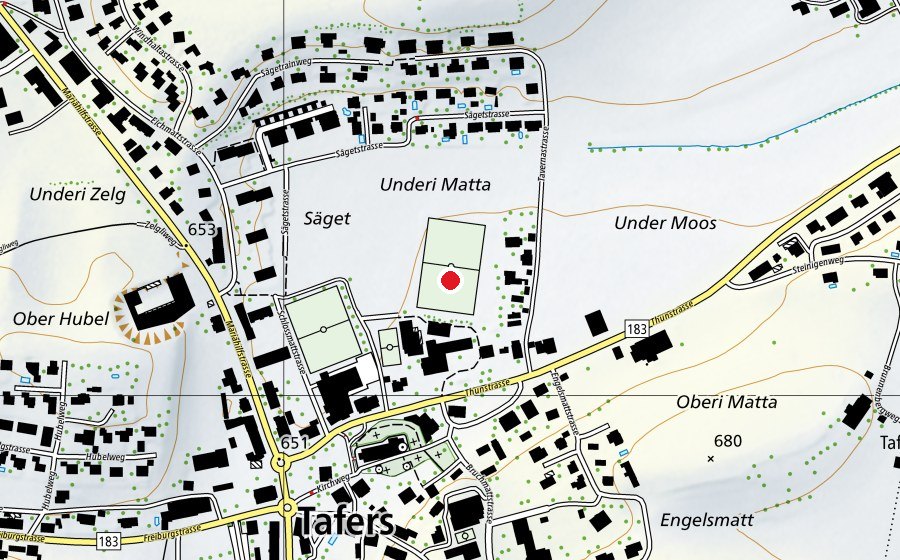 Map showing the location of FC Tafers (Sports field)