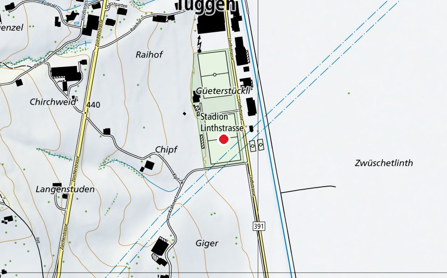 Map showing the location of FC Tuggen (Sports field)