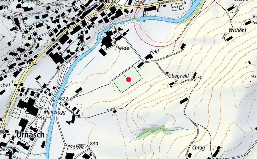 Map showing the location of FC Urnäsch (Sports field)