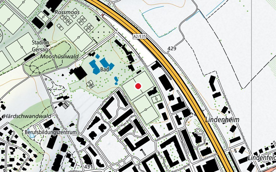 Mappa con la posizione di Feldbreite (Campo sportivo)