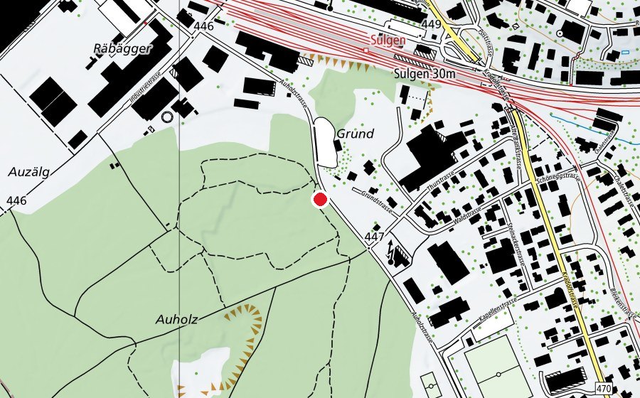 Carte indiquant l’emplacement de Finnenbahn Sulgen (Terrain de sport)