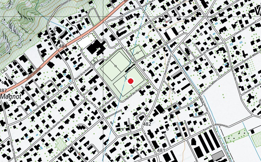 Carte indiquant l’emplacement de Football Club Vétroz Terrain d'entraînement (Terrain de sport)
