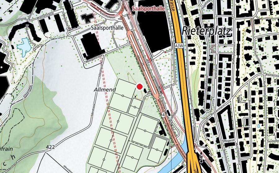 Karte mit dem Standort von Freestyle Park Zürich (Sportplatz)