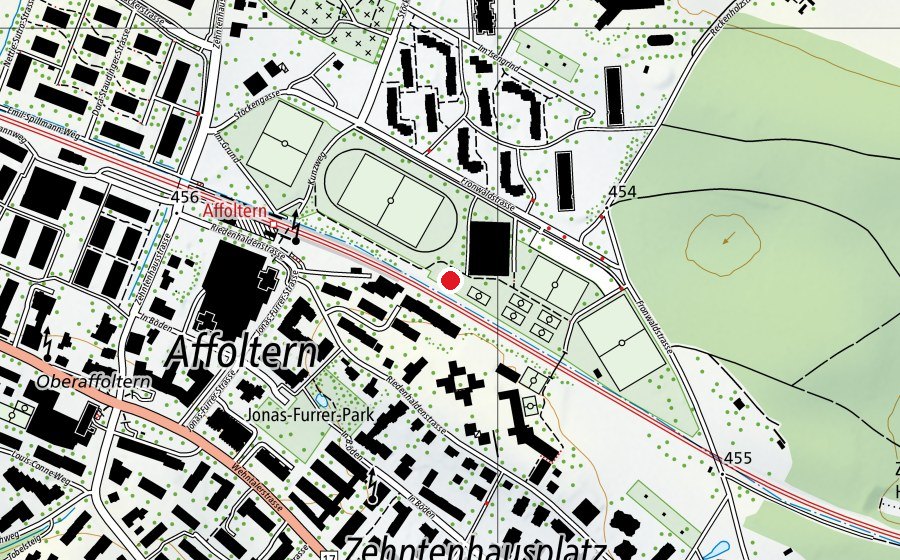 Map showing the location of Fronwald T1 (Sports field)