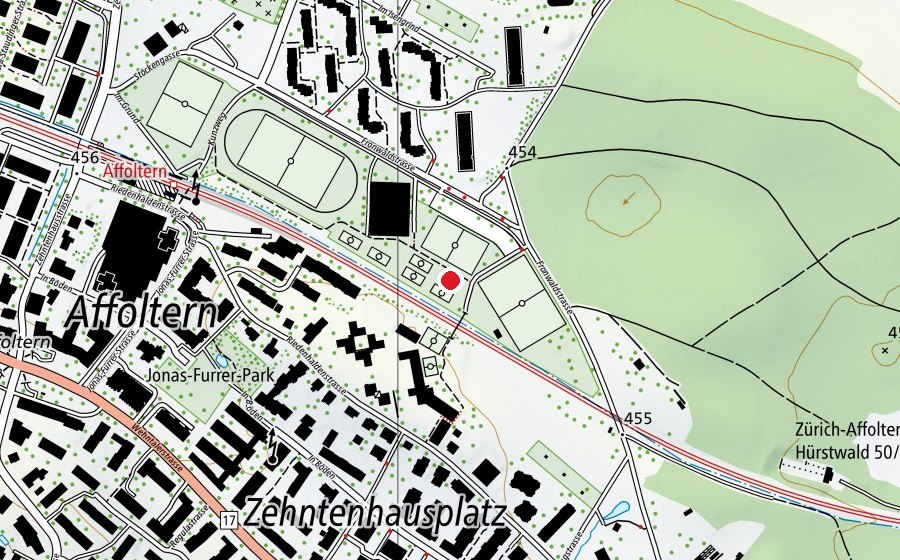 Carte indiquant l’emplacement de Fronwald T5 (Terrain de sport)