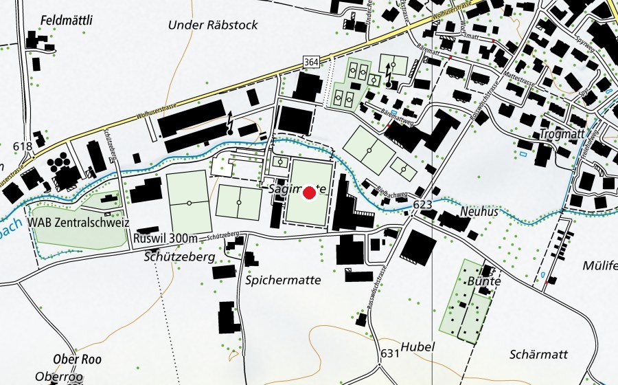 Karte mit dem Standort von Fussball Club Ruswil (Sportplatz)