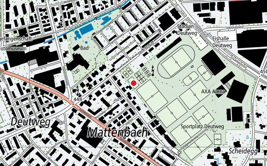 Mappa con la posizione di Fussball-Hartplatz (Campo sportivo)