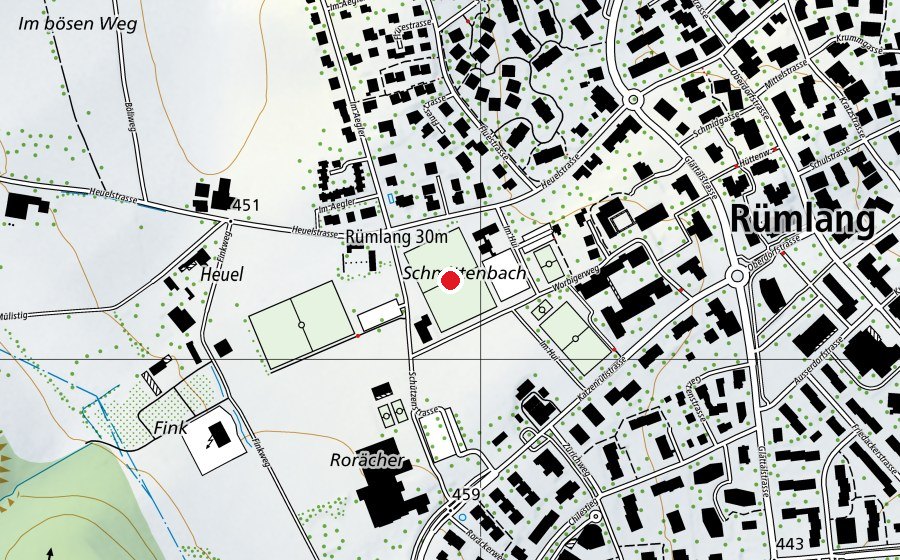 Karte mit dem Standort von Fussball- Sportplatz Heuel (Sportplatz)