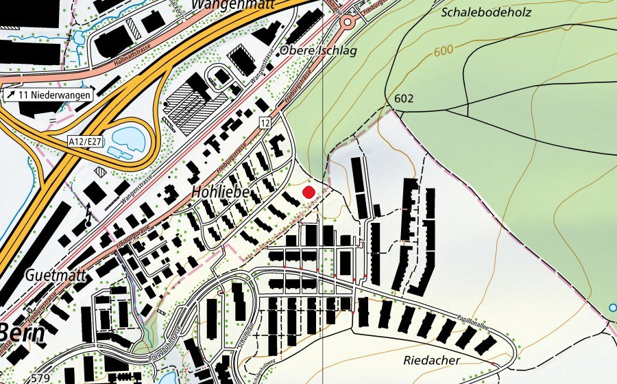 Karte mit dem Standort von Fussballfeld Hohliebi (Sportplatz)
