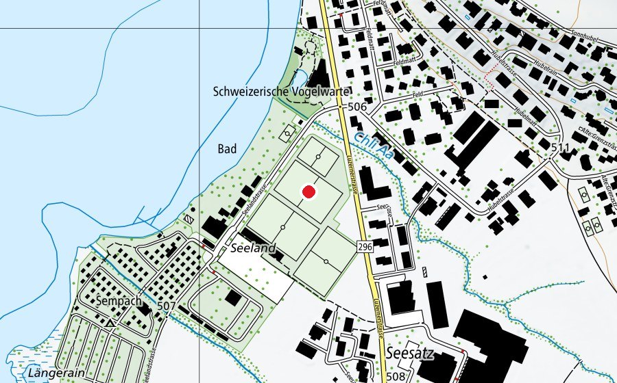 Carte indiquant l’emplacement de Fussballfeld (Terrain de sport)