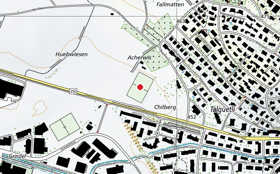 Karte mit dem Standort von Fussballplatz Acherwis (Sportplatz)