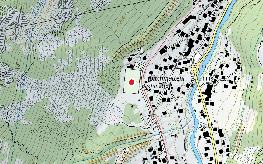Map showing the location of Fussballplatz Birchmatten (Sports field)