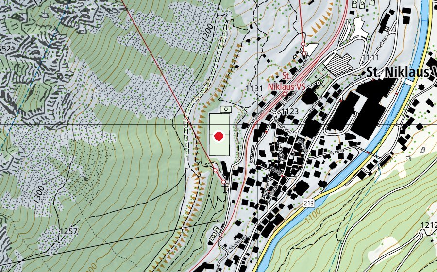 Carte indiquant l’emplacement de Fussballplatz Brigger (Terrain de sport)