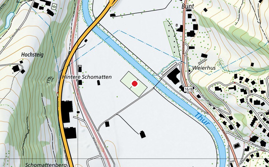 Karte mit dem Standort von Fussballplatz Bunt (Sportplatz)