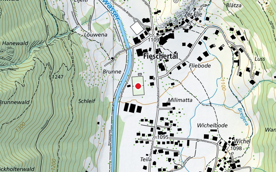 Map showing the location of Fussballplatz FC Fieschertal (Sports field)
