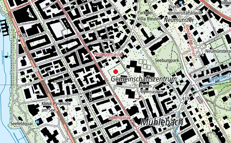 Carte indiquant l’emplacement de Fussballplatz FGZ (Terrain de sport)