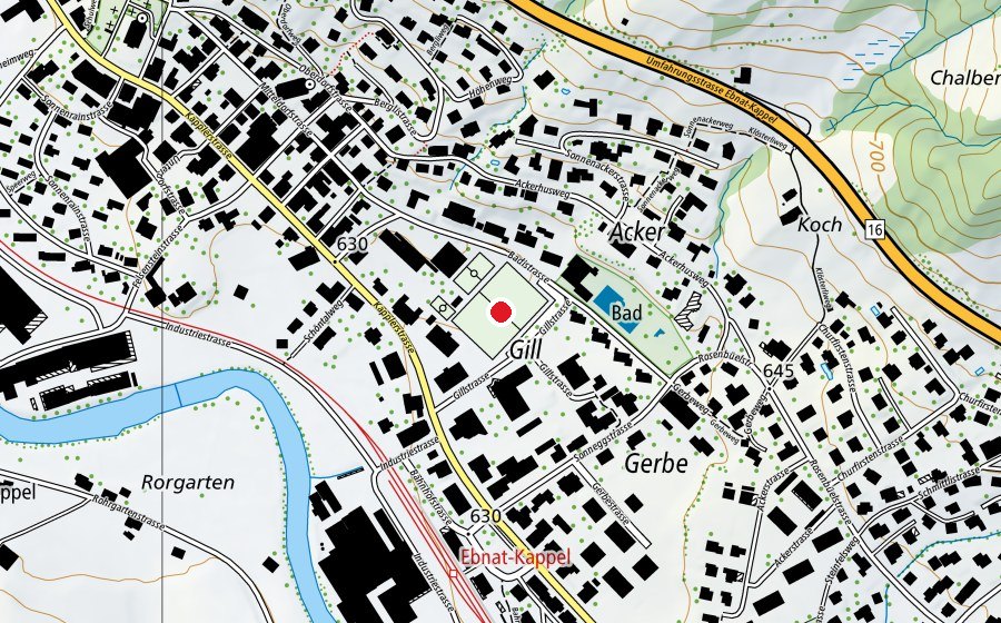 Mappa con la posizione di Fussballplatz Gill (Campo sportivo)
