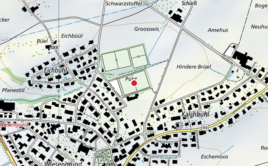 Map showing the location of Fussballplatz Grosswies (Sports field)