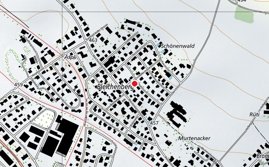 Carte indiquant l’emplacement de Fussballplatz Häslimattstrasse (Terrain de sport)
