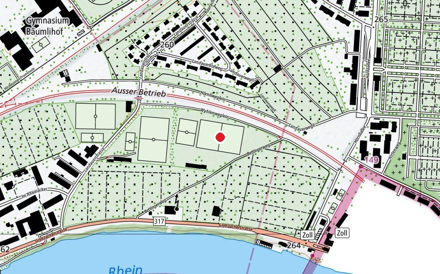 Karte mit dem Standort von Fussballplatz Hörnli (Sportplatz)