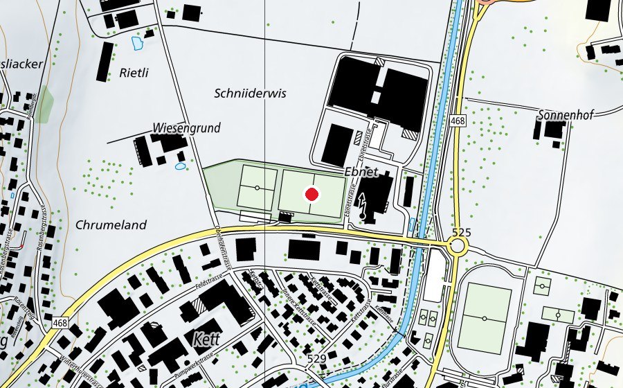 Mappa con la posizione di Fussballplatz Kett (Campo sportivo)