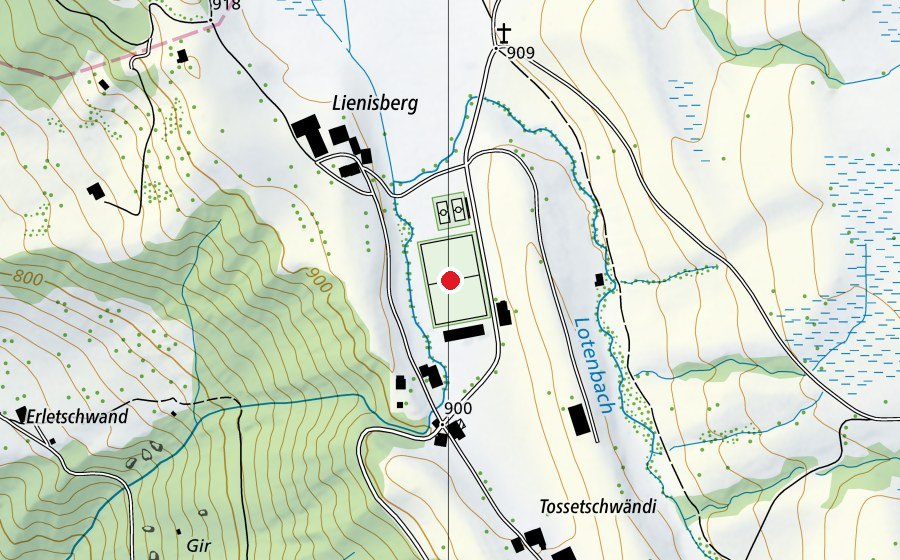 Carte indiquant l’emplacement de Fussballplatz Lienisberg (Terrain de sport)