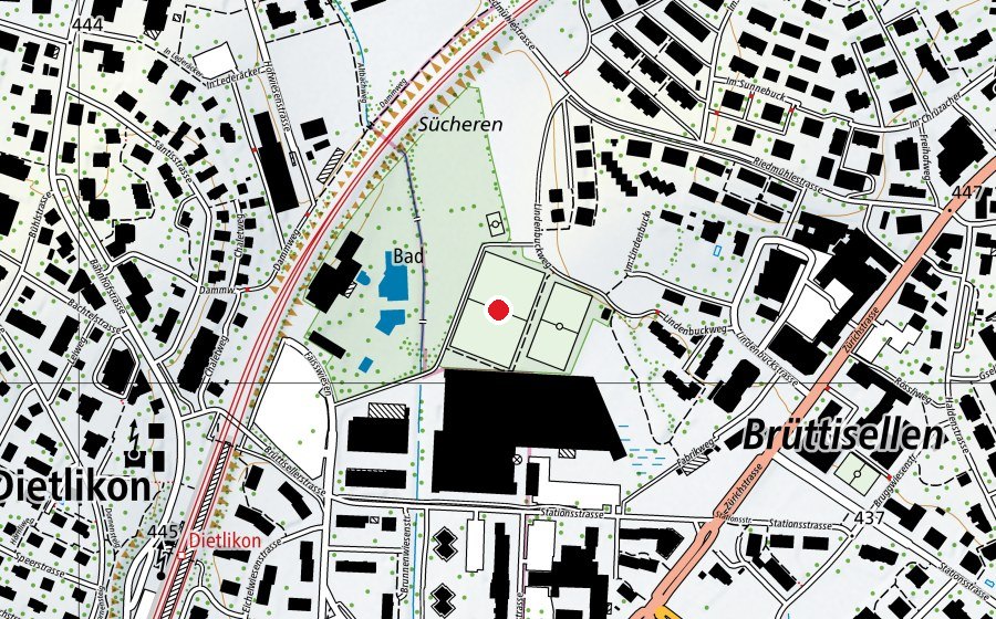 Map showing the location of Fussballplatz Lindebuck (Sports field)
