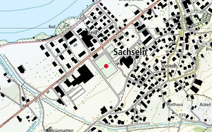Map showing the location of Fussballplatz Mattli (Sports field)