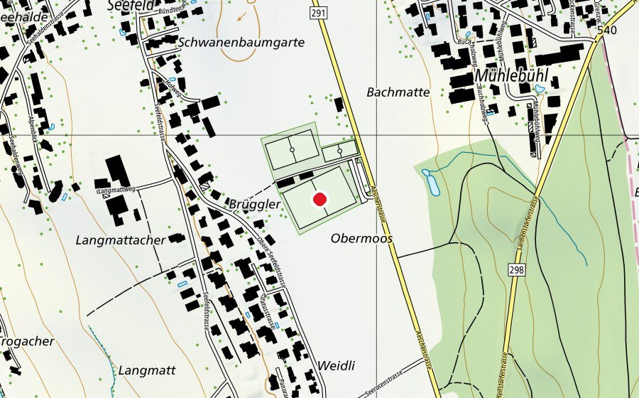 Carte indiquant l’emplacement de Fussballplatz Obermoos (Terrain de sport)