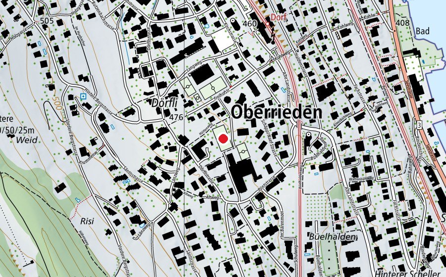 Carte indiquant l’emplacement de Fussballplatz Pünt (Terrain de sport)