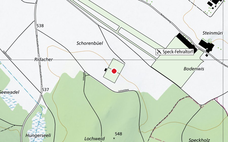 Karte mit dem Standort von Fussballplatz Speck (Sportplatz)