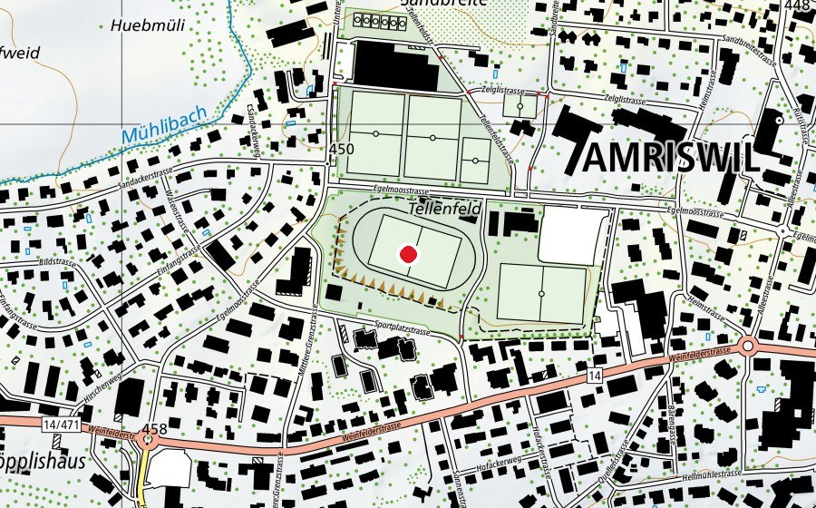 Mappa con la posizione di Fussballplatz Tellenfeld (Campo sportivo)