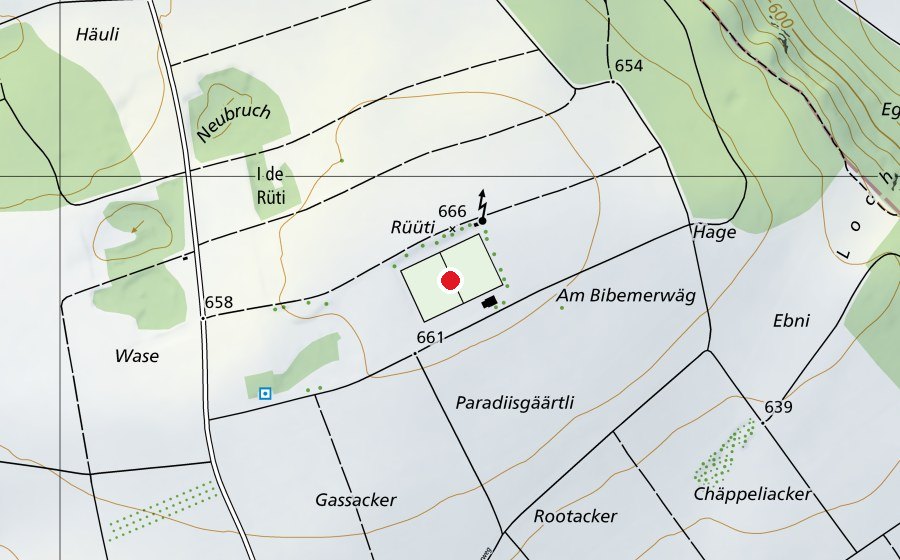 Carte indiquant l’emplacement de Fussballplatz Wasen (Terrain de sport)