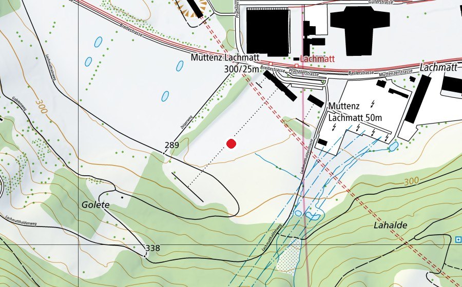 Mappa con la posizione di Gefahrenzone 1 (Campo sportivo)