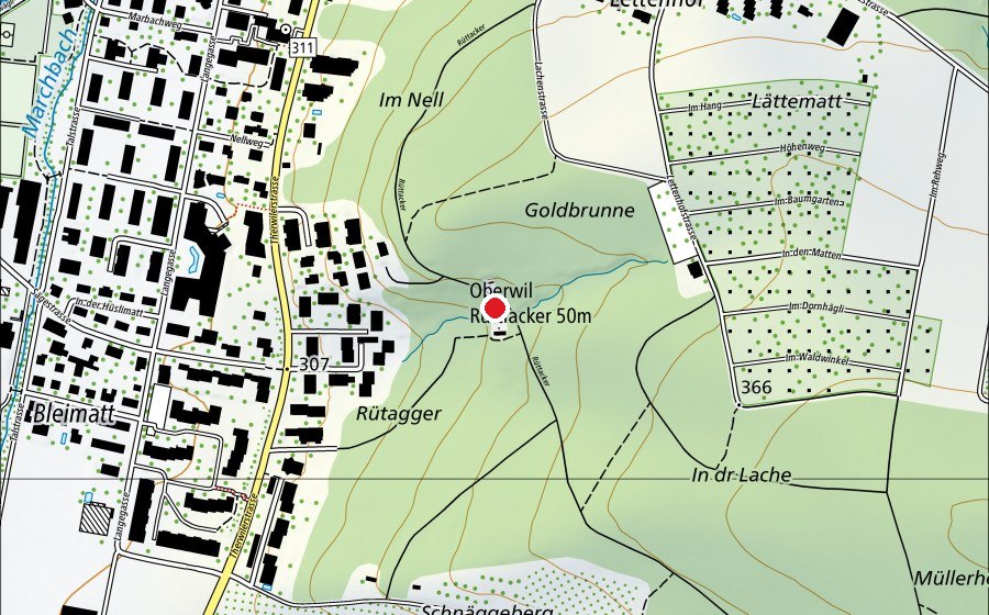 Mappa con la posizione di Gefahrenzone 1 (Campo sportivo)