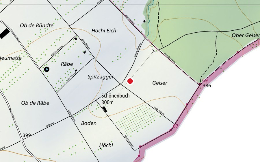 Mappa con la posizione di Gefahrenzone 1 (Campo sportivo)