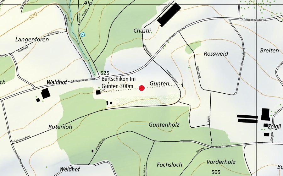 Mappa con la posizione di Gefahrenzone 1 (Campo sportivo)