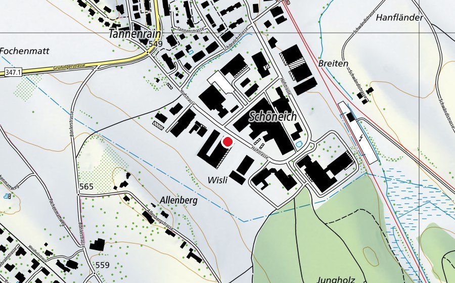 Mappa con la posizione di Geisterkickboarder Skatepark (Indoor) (Campo sportivo)