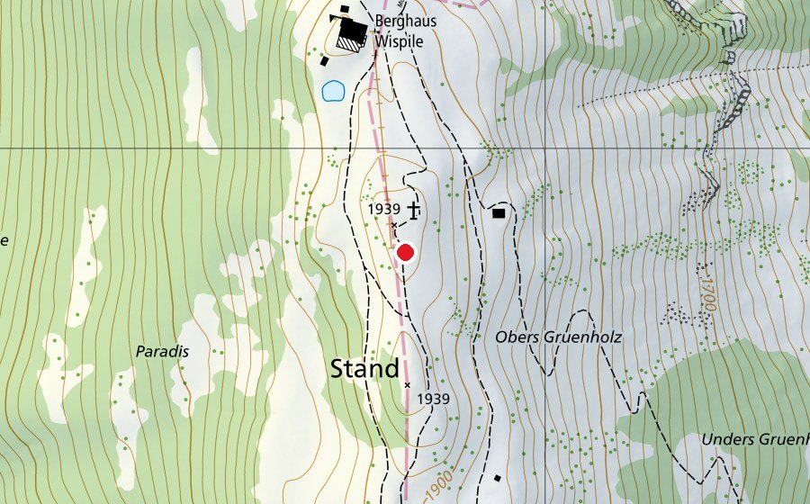 Carte indiquant l’emplacement de Geitschirm Startplatz Wispile Est (Terrain de sport)