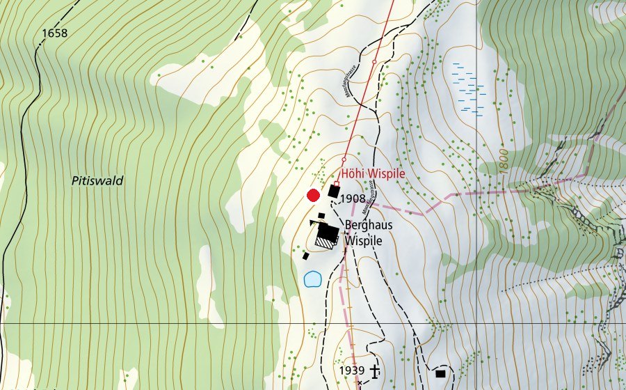 Carte indiquant l’emplacement de Geitschirm Startplatz Wispile West (Terrain de sport)