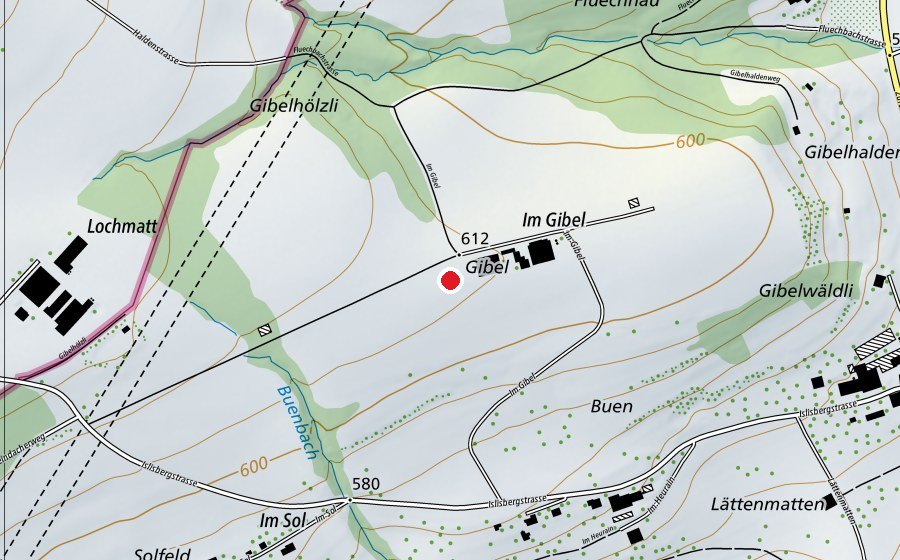 Carte indiquant l’emplacement de Gibelschwinget (Terrain de sport)