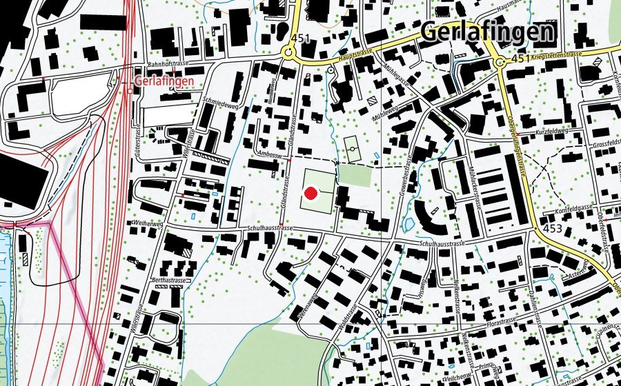 Mappa con la posizione di Gländwiese (Campo sportivo)