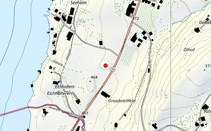 Karte mit dem Standort von Gleitschirm Landeplatz Eichholtern (Sportplatz)