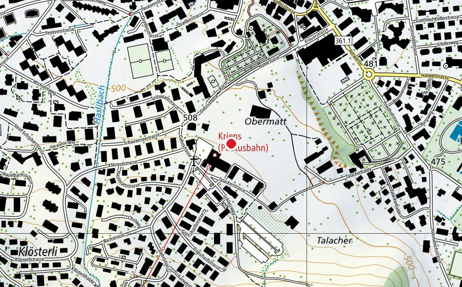 Carte indiquant l’emplacement de Gleitschirm Landeplatz (Terrain de sport)