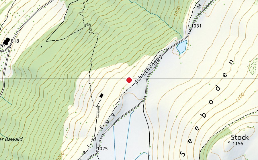 Map showing the location of Gleitschirm Startplatz Schluchegg (Sports field)